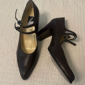Charles Jourdan Leather Mary Jane Shoes Sz 8